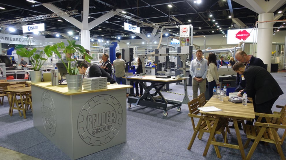 Felder's impressive display showed high end solid wood processing machinery and as well as new edgebanding technology.
