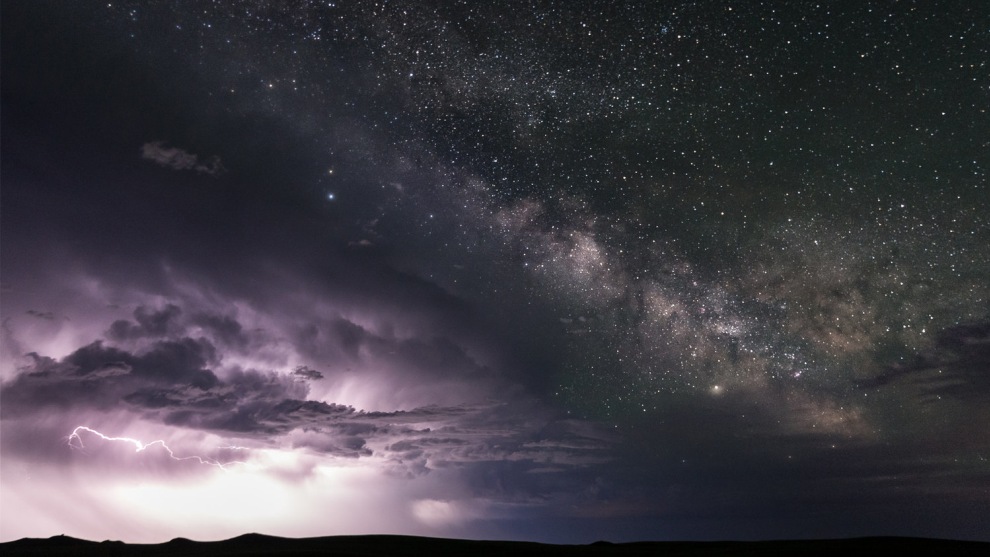 The Milky Was rises above a departing thunderstorm in Eastern Montana on June 4, 2018.