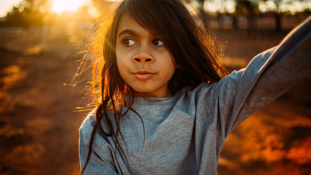 &copy; Klarissa Dempsey. Wonder, 2019. "This portrait is of my daughter Tayla. High-spirited, mischievous, intelligent, curious: these are some of the words that come to mind while thinking of her. Tayla always asks questions and needs to know the &lsquo;why&rsquo;; I love that about her. I love that she is one of the kindest souls you will ever meet, with the most caring heart. This moment was captured on country homelands, where Tayla spends her time playing endlessly with her brothers and sister and cousins, riding bikes, walking to the creeks, playing with the dogs and being carefree."