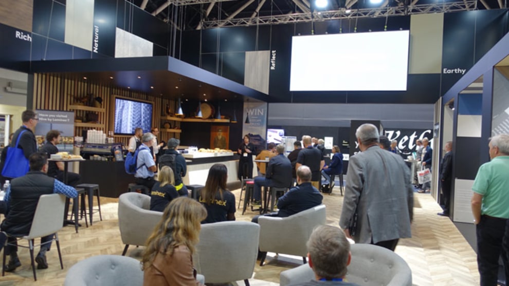 Crowds attended a pre-free lunch presentation on upcoming fashions in luxe Laminex panel products. Well worth coming back for the whisky masterclass from 5&ndash;6pm too.