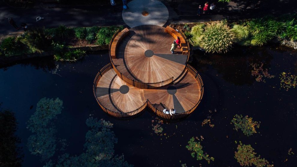 Lily Pads, by Tasmanian firm Inspiring Place received the Dangerous Designs award. It is set within the Royal Tasmanian Botanical Gardens.