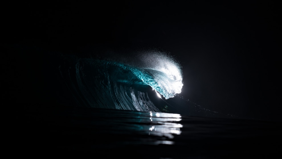 Mathew Tildesley, Nocturnal Impact. &lsquo;Nocturnal Impact&rsquo; is part of a project called &lsquo;The Nocturnal Series&rsquo;. Named not just for the hour they were taken but also the obsession which consumed me, keeping me awake at night. Surf Flash Photography is so intriguing; you never know how the results will turnout. The light might be absorbed by the water, or highlight intricate details never noticed during daylight hours. &lsquo;Nocturnal Impact&rsquo; was such a thick, heavy wave. Less graceful than the ones before, yet much more powerful. The lip exploded on impact, its echoes reverberating through me in the dark.