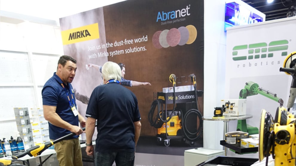 The Mirka stand was a popular place with its orbital and detail sanders and portable dust extractor getting some looks.