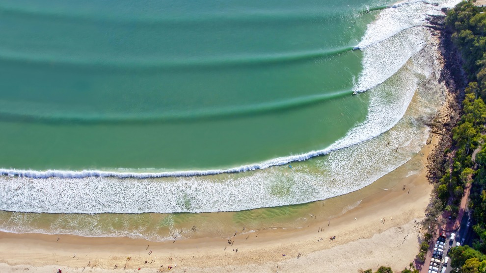 Paul Smith, Unfinished symphony. Taken at Noosa Heads, Queensland from a helicopter. The perfect lines remind me of the lines on sheet music, with the surfers being the notes.