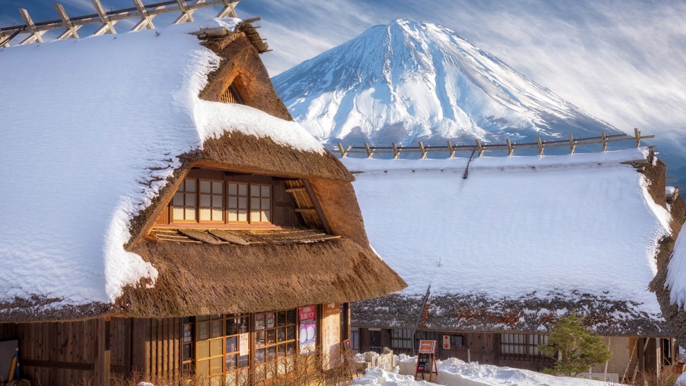 Mt Fuji, Japan, The Snowy Village