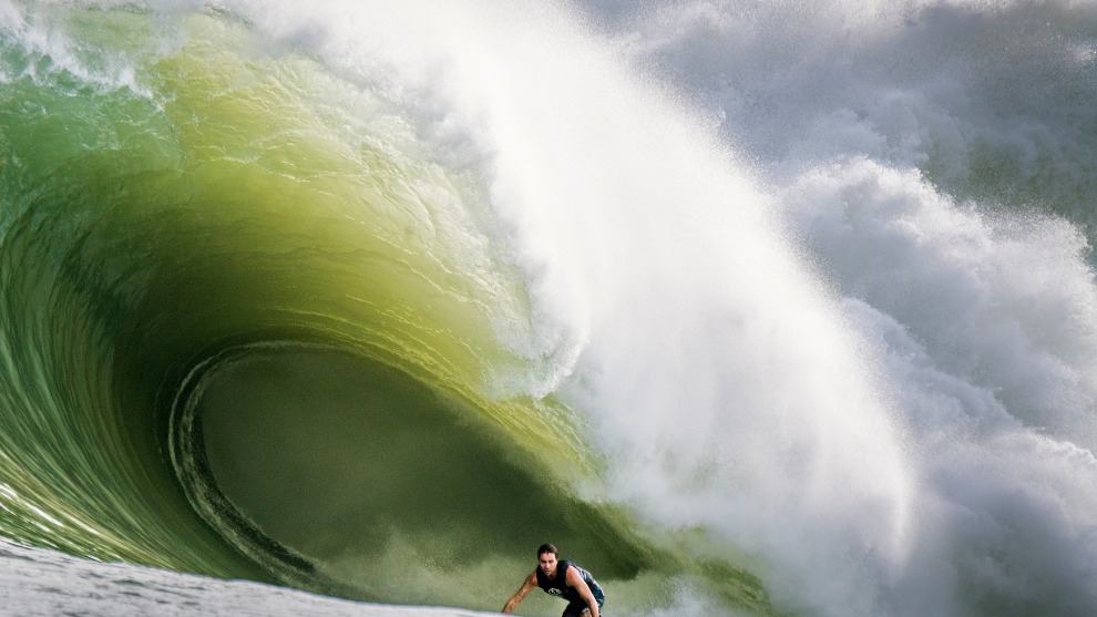 Ted Grambeau, Monster Nias. Lucas Silveira surfing one of the bigest swells to ever hit the Island of Nias, off Sumatra in Indonesia. This image was taken by Ted Grambeau on Wednesday 25th July 2018.