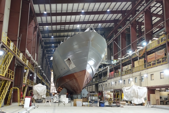 LCS17, soon to be USS Indianapolis, at Fincantieri Marinette Marine on November 20. Credit: ADM Nigel Pittaway