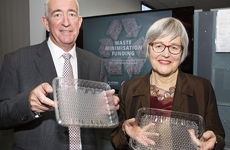 Boosting the circular economy: Eric Kjestrup, Pact Group (left) with NZ Associate Environment Minister Eugenie Sage.