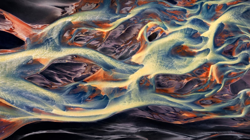 2019 Open (Nature) Winner and Overall Winner. &copy; Mieke Boynton. Dragonfire, Braided Rivers of Southern Iceland.