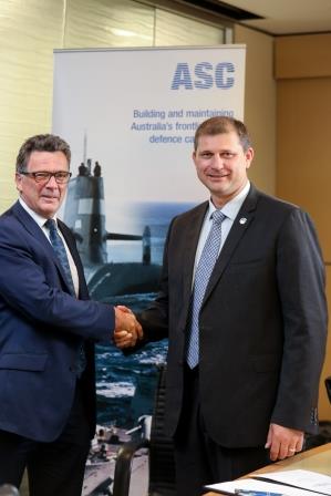 ASC Interim CEO Stuart Whiley and BMT MD Peter Behrendt. Credit ASC Shipbuilding