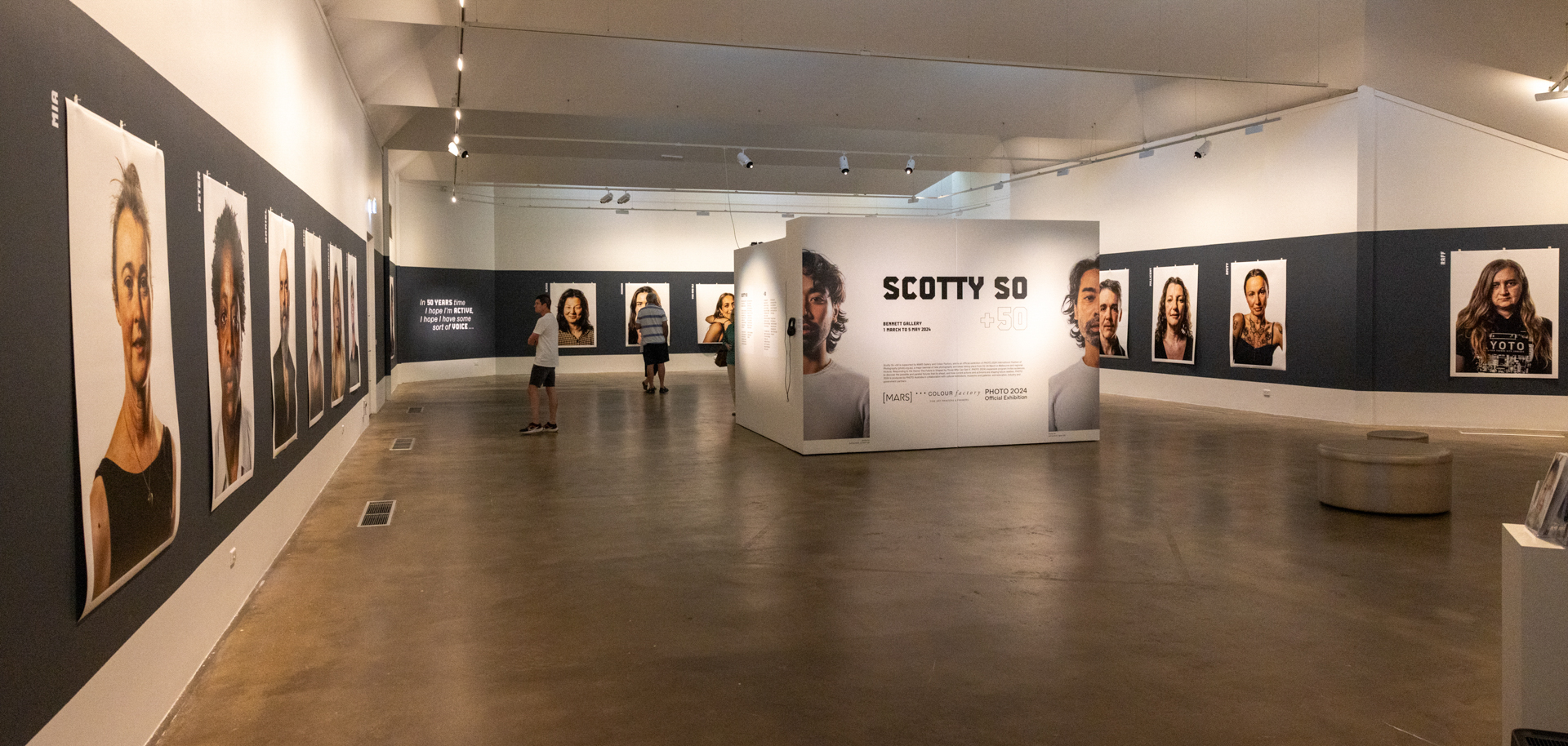 +50 – Scotty So exhibition at Benalla Art Gallery. Unframed – large prints are just clipped to the wall. BELOW: Rennie Ellis @ State Library Victoria. Projections make for an immersive experience. Photo: © Tim Levy