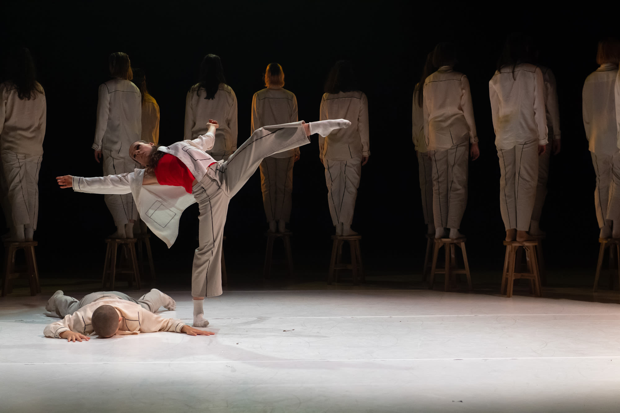 Victorian College of the Art University of Melbourne. Dance Company 2021 (standing: Caitlin Mewett) in WAX by Daniel Riley, as part of Atlas | gadhaba kurrawan - weaving and bringing together.