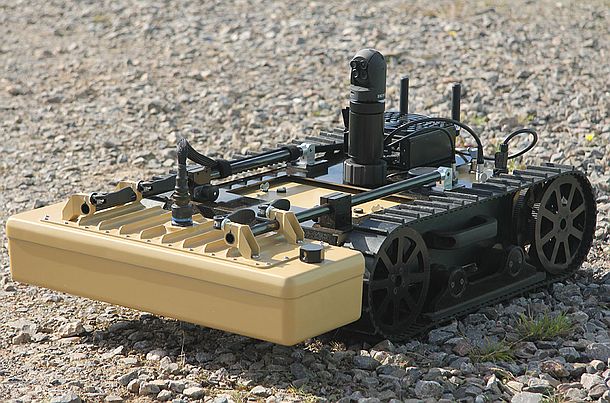 The Amulet ground penetrating radar is suitable for fitting to a wide variety of host platforms from small robotic systems through to the largest of Mine-Protected Ambush-Resistant (MRAP) vehicles. Credit: EPE