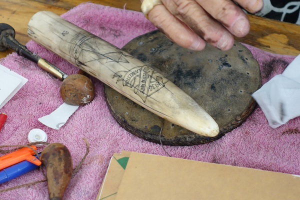 Demonstration of traditional scrimshaw technique.