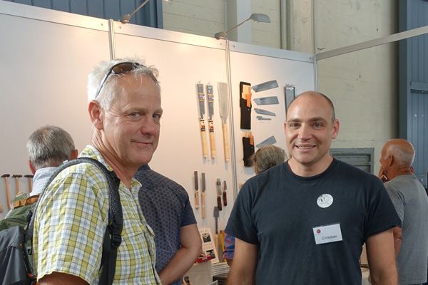 Christian Timbs (right) with a customer on the ever popular Japanese Tools Australia stand.