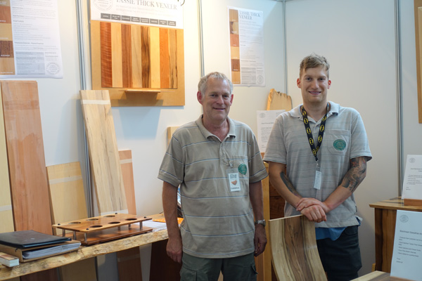 Craig and Jack Howard showed their furniture and the thick veneers they are now producing.