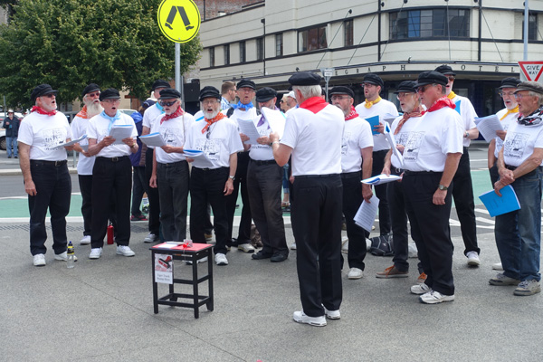 A local choir took up the nautical theme.