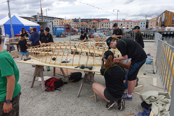 Teams of school students carried out boatbuilding activities on Victoria Dock.