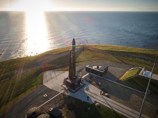 Rocket Lab&rsquo;s Electron rocket on its launch pad at Launch Complex 1 on the Mahia Peninsula, Hawke&rsquo;s Bay, North Island, NZ. Credit: Rocket Lab