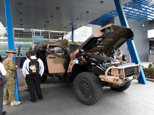 A Hawkei PMV(L) is on display outside the National Convention Centre in Canberra this week for MilCIS 2017. Credit: ADM Patrick Durrant