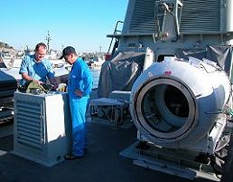 A hyperbaric chamber aboard a RAN minehunter is serviced by Cowan Manufacturing. Credit: Cowan Manufacturing