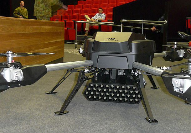 DefendTex's Tempest Fire Support Drone can fire 80+ RPGs. Credit: ADM Patrick Durrant
