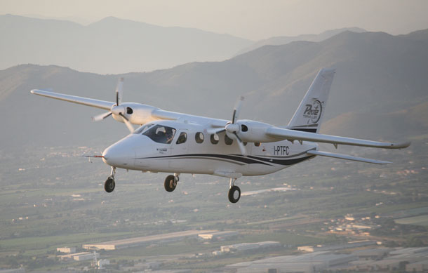 The maiden flight of the Tecnam P2012 Traveller near Capua, Italy on Friday 21 July 2016. (Tecnam)