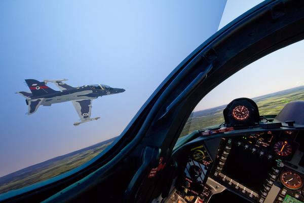 Flying the sim in company with a Hawk synthetic entity. Credit: CAE