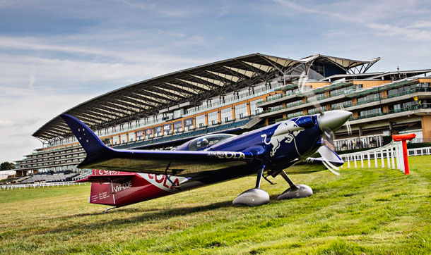 Matt Hall arrives at the iconic Ascot Racecourse in the UK for the 2016 round of the Red Bull Air Race. (Samo Vidic/Red Bull Content Pool)
