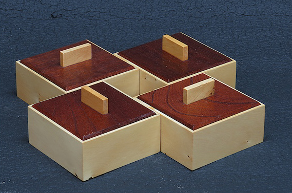 Alex Springall, Small boxes in Huon pine and Australian red cedar, suitable for keys and nicknacks. 90 x 90 x 60mm