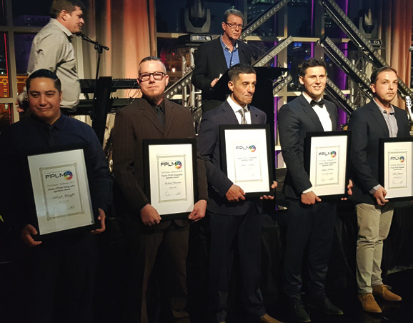 Apprentice of Year Callum Bryant (right) from Label Makers WA, with the four other finalists