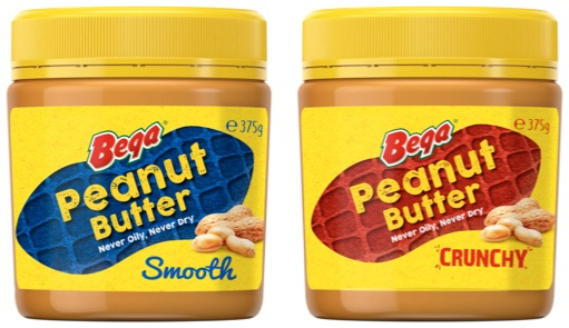 Bega peanut butter is 'never oily, never dry'.