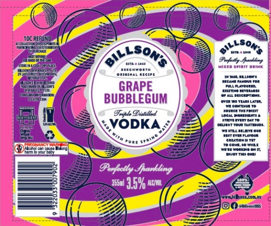 Billson's vodka packaging has been found in breach of ABAC for appealing to children; creating confusion with a confectionery or soft drink. Image: ABAC