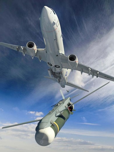 Boeing's HAAWC, in partnership with Ferra Engineering, enhances P-8A aircraft capabilities by enabling high-altitude submarine engagement.

Credit: Boeing