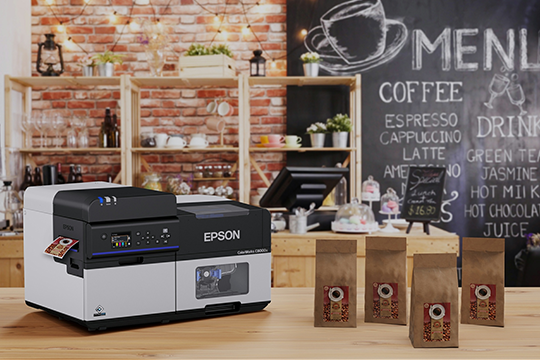 The new Epson ColorWorks C8010 gloss and matte colour inkjet label printer.