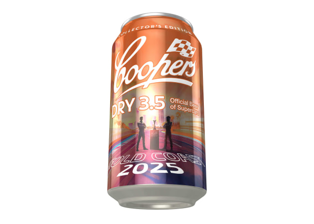 Coopers Brewery has shifted up a gear in its Supercars partnership, releasing a commemorative Coopers Dry 3.5 Supercars can that&rsquo;s not only a standout at the track but also a milestone in Australian print innovation.
Source: Coopers