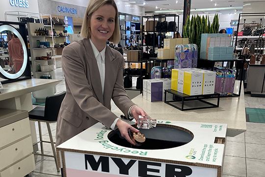 Close the Loop's Elsie Fulton participating in the cosmetics recycling trial. Image: Close the Loop Group
