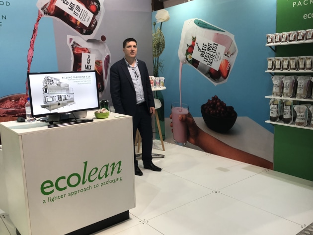 Ecolean&rsquo;s Mark Easton (stand 2081) was in New Zealand to exhibit the company&rsquo;s lightweight packaging, which aims to offer a reduced environmental impact. The packaging material consists of part plastic part calcium carbonate (chalk) which provides strength and stiffness to the package and uses less plastic. The company, which supplies Australian dairy company Bannister Downs, offers a packaging alternative to traditional rigid plastics and cardboard cartons for beverages, and increasingly food products like soups and stocks. Easton says interest has been strong at the show. &ldquo;The next year is an important year for us, as we will have lots of installations coming on line on both sides of the Tasman.&rdquo;