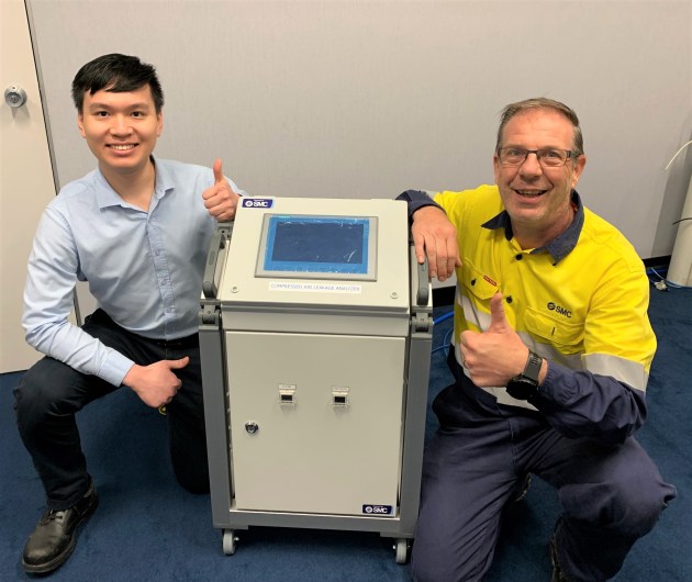 Members of the SMC Energy Conservation Group: mechanical engineer Tim Ho and project engineer Alex Bonella.