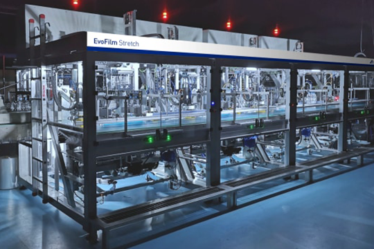 Sidel claims the new EvoFilm Stretch achieves 90 percent energy savings and a 50 per cent reduction in plastic film.