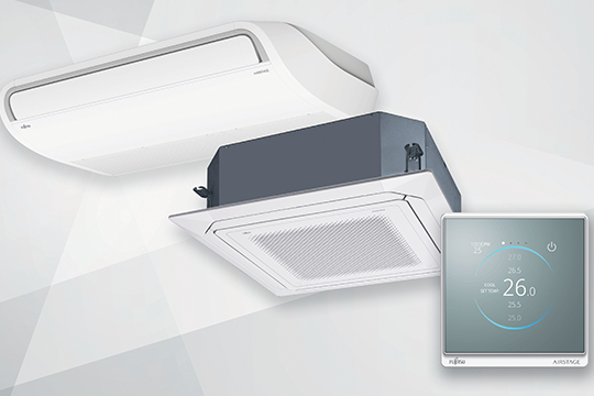 Fujitsu General's ceiling console, circular flow cassette & controller.