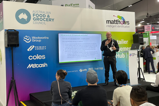 Greg Calvert, co-founder of FreshChain Systems, introduced the ways in which 2D barcodes can support regulatory compliance.