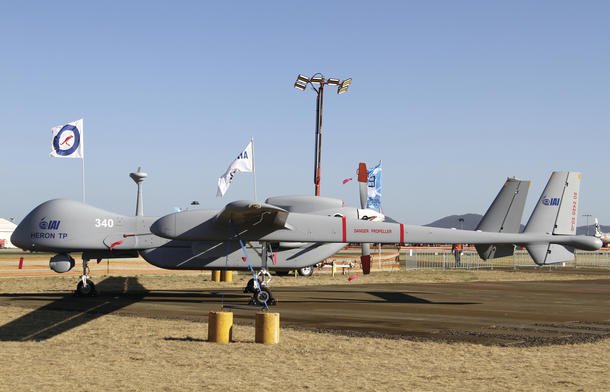 A Heron TP UAS at the Avalon Air Show. Credit: Nigel Pittaway