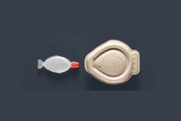 Heliograf has developed Holy Carp!, a plastic-free soy sauce dropper made from natural, renewable sugar cane pulp. 
Source: Heliograf