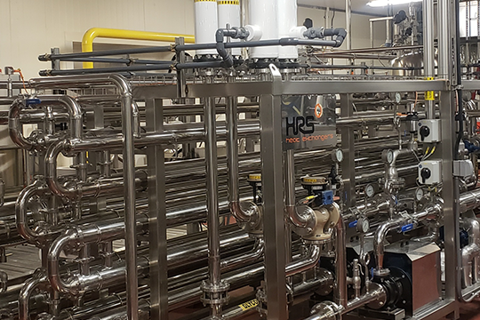Part of the cooling system of a continuous system installed at a soup and sauce manufacturer.