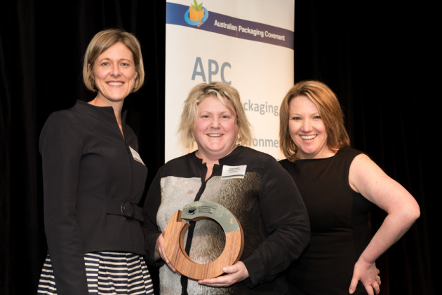 Tanya Barden, APCO Chair, Jackie Smiles, Blackmores' Sustainability Manager, and Trish Hyde, APCO CEO at this year's APC Awards.