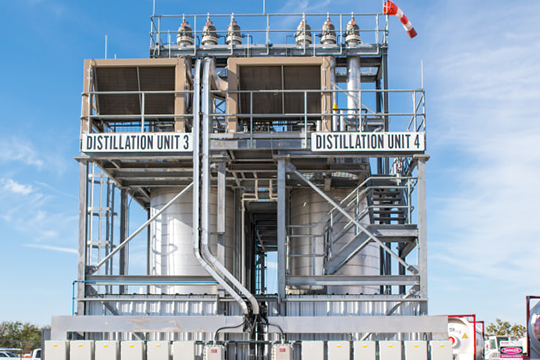 Separation towers at the Rhome, Texas plant.