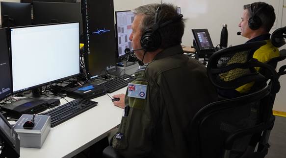 Wing Commander Phil Parsons undertaking launch and recovery operations. 

Credit: Boeing