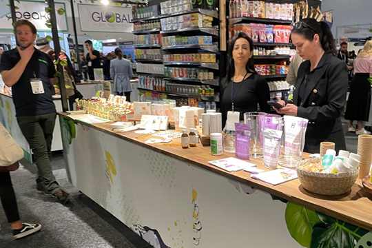 Various brands were showcasing their products with a range of packaging on display.