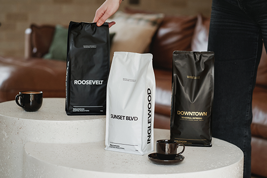 Inglewood Coffee Roasters coffee bags formed and filled on the Goglio G21.